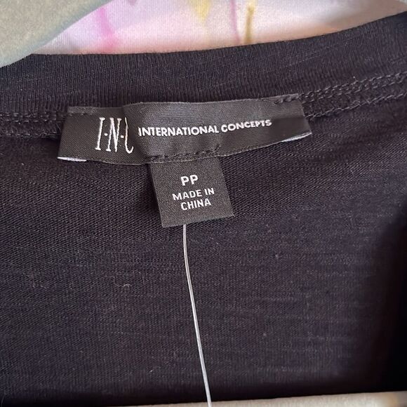 NWT INC INTERNATIONAL CONCEPTS RHINESTONES CRISS CROSS DETAIL TSHIRT SIZE PP - Picture 6 of 8